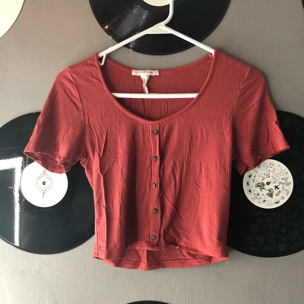 button down crop top